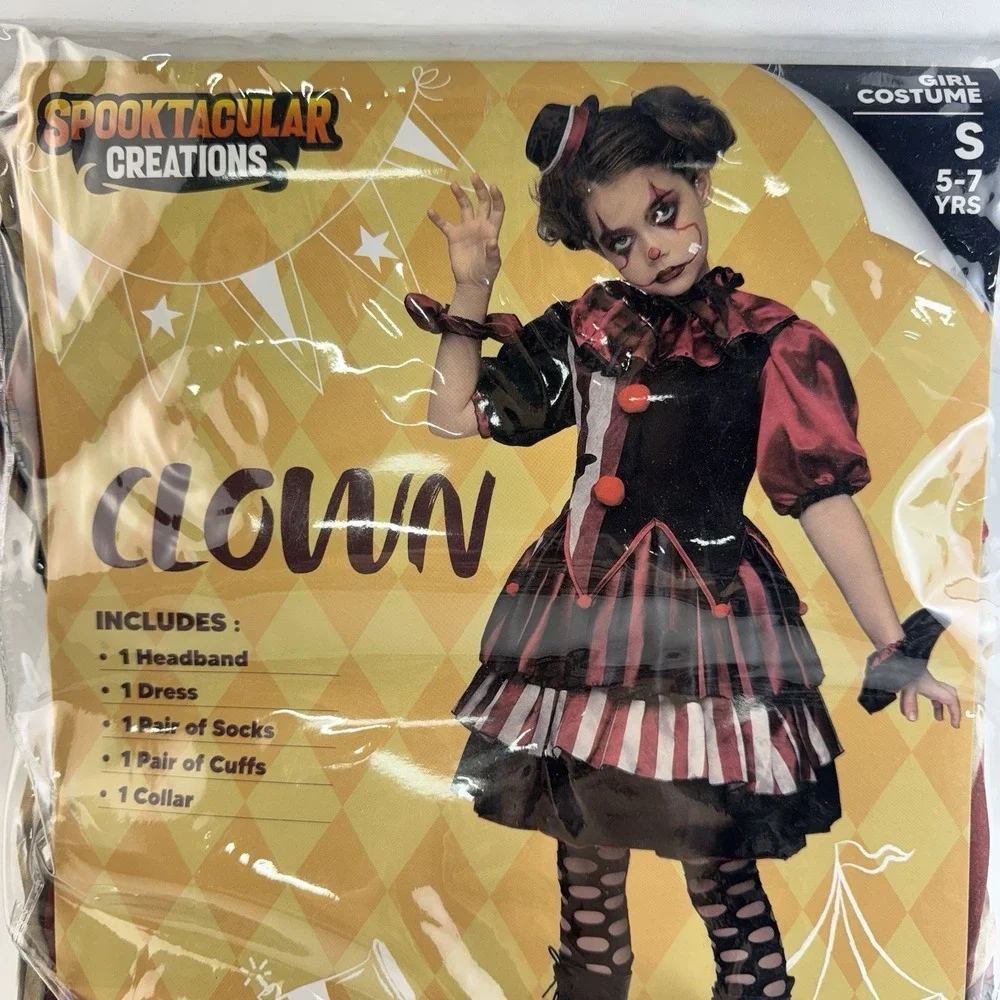Spooktacular Creations Girls Scary Clown Costume, Kids Halloween Small Age 5 6 7